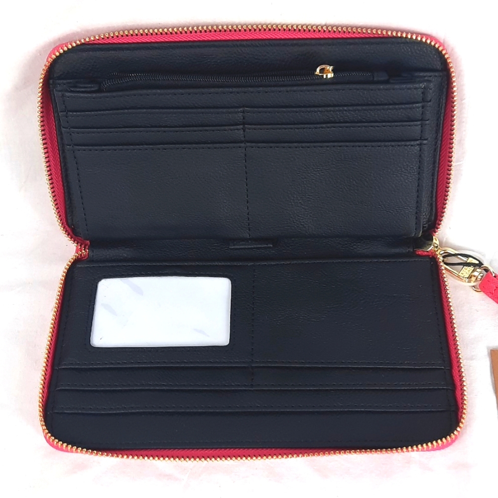 Steve Madden Zip Around Wallet Clutch Pink Flash Gold NEW with Tag - Picture 9 of 13